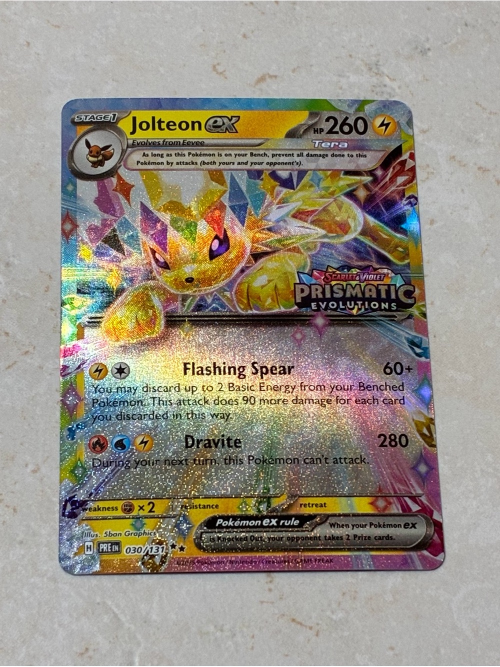 Jolteon ex- Holo Prismatic Trading Card